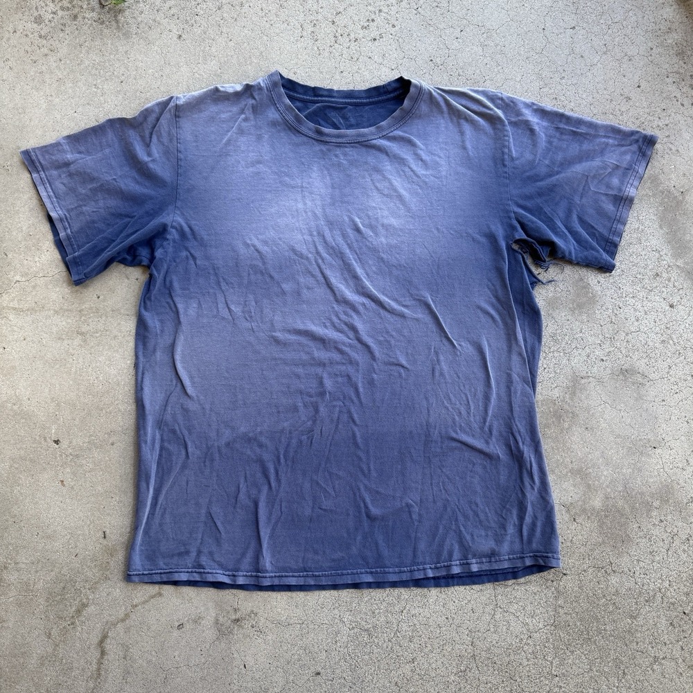 Thrashed and Faded Navy Blue Tee Shirt XL Distressed Blueberry Fade Grunge